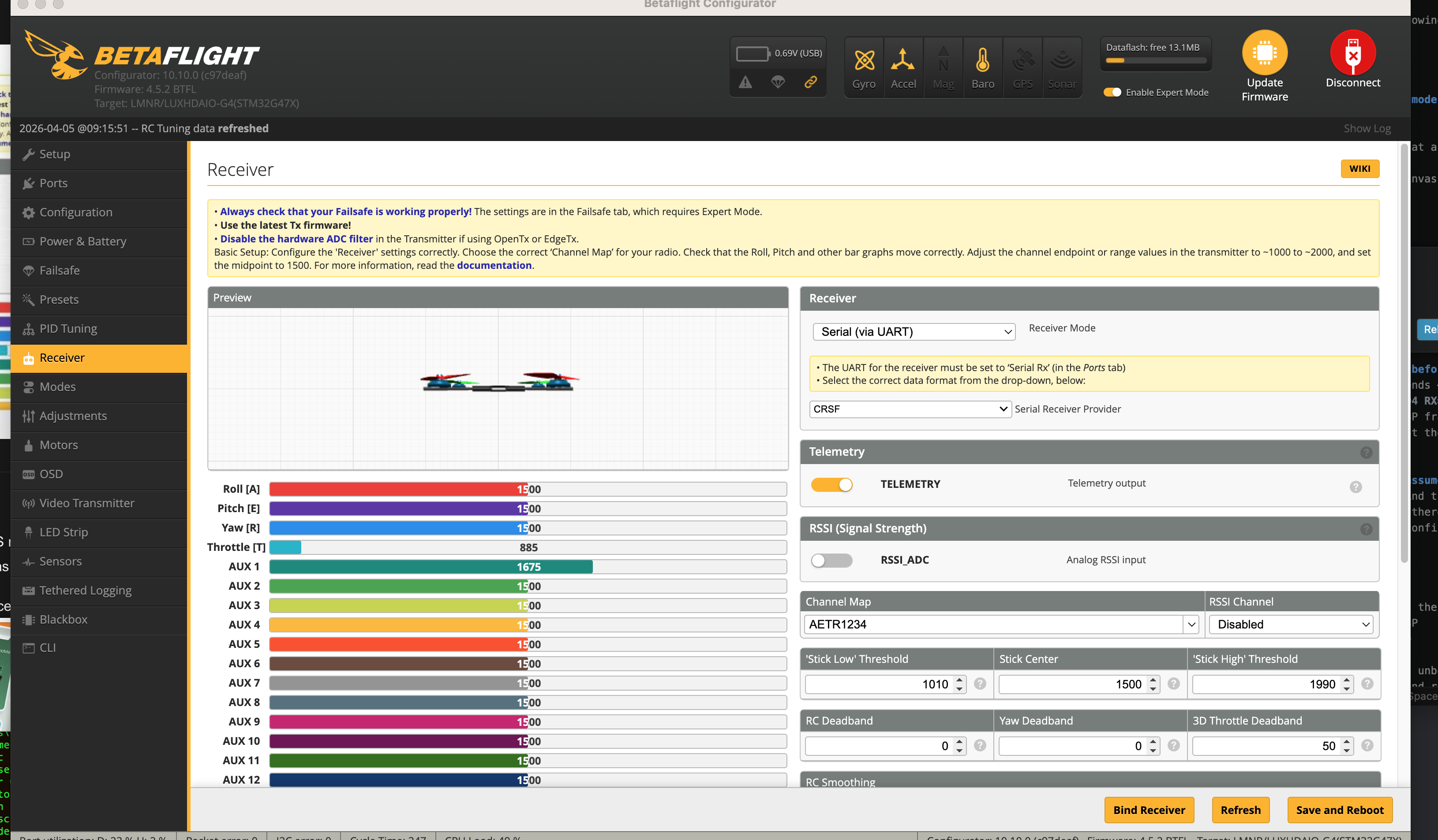 Betaflight 2025.12 Ports tab (April 5, 2026)